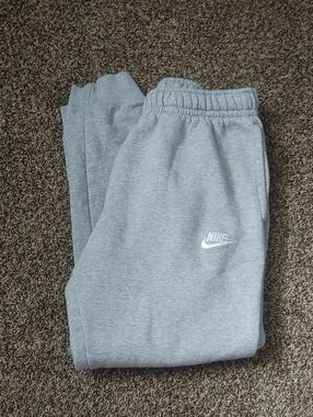Nike Gray Fleece Joggers with White Swoosh